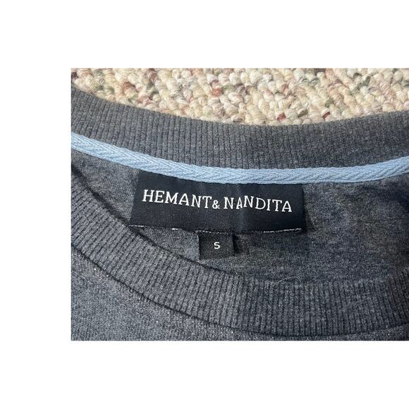 Hemant & Nandita Gray Embellished Jeweled Rhinestone Crew Sweatshirt Size S - Picture 8 of 10